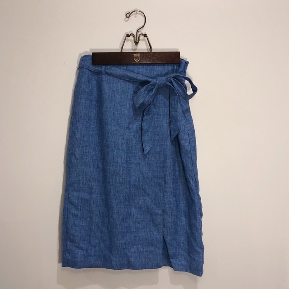 Blue midi pencil skirt with slit - Picture 1 of 2